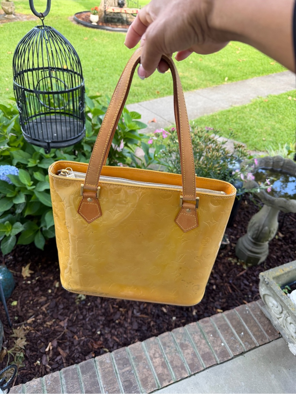 Louis Vuitton Yellow Vernis Patent Shopper Tote